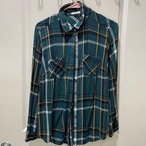 Maurices Teal Flannel Size 0
